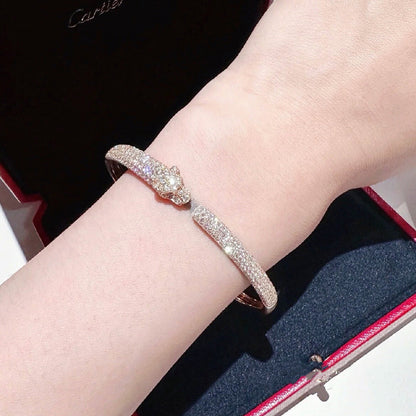 [Noble Aura jewelry]PANTHERE FULL DIAMOND OPEN BRACELET