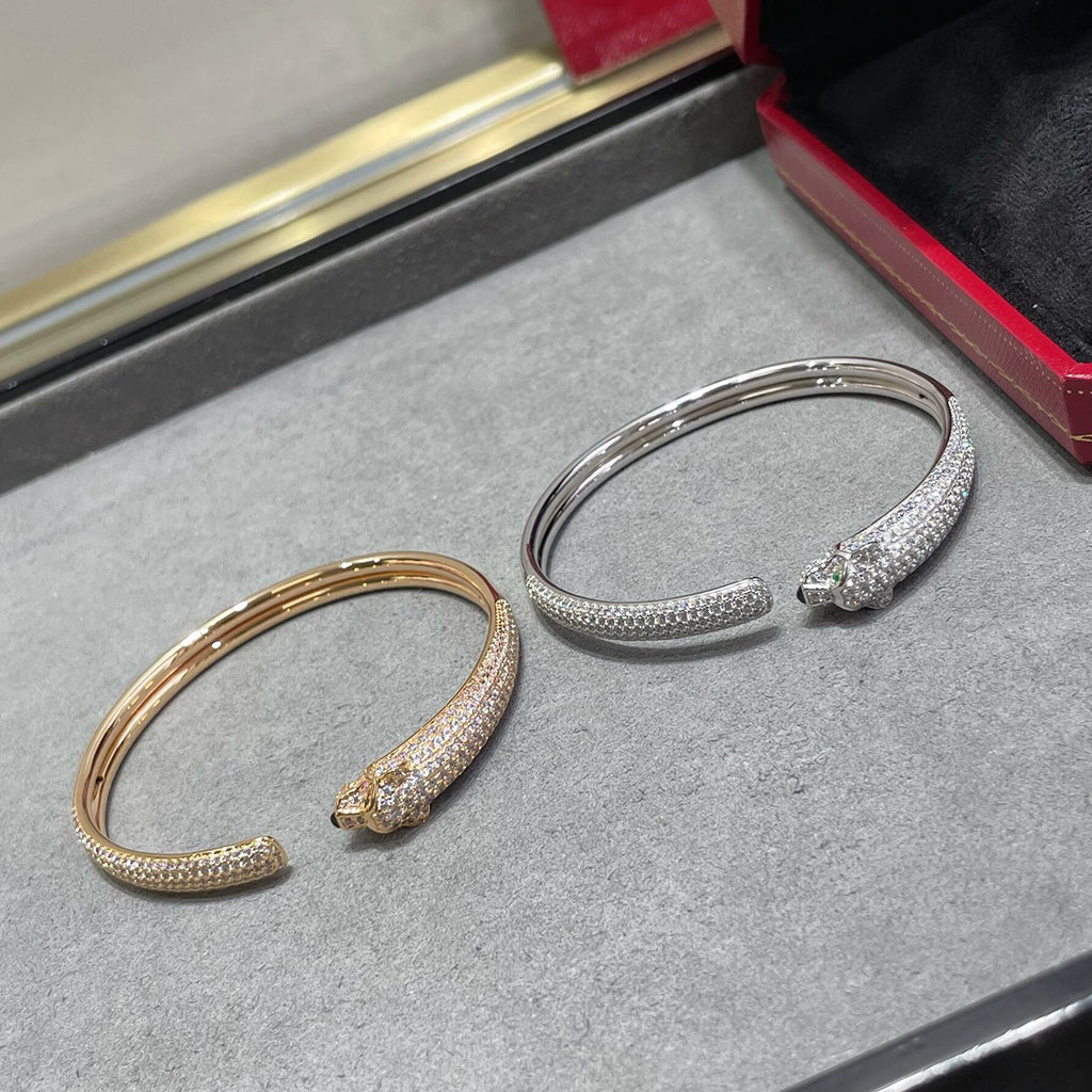 [Noble Aura jewelry]PANTHERE FULL DIAMOND OPEN BRACELET
