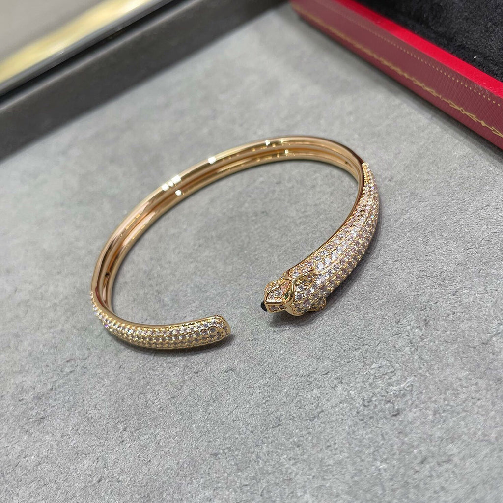 [Noble Aura jewelry]PANTHERE FULL DIAMOND OPEN BRACELET