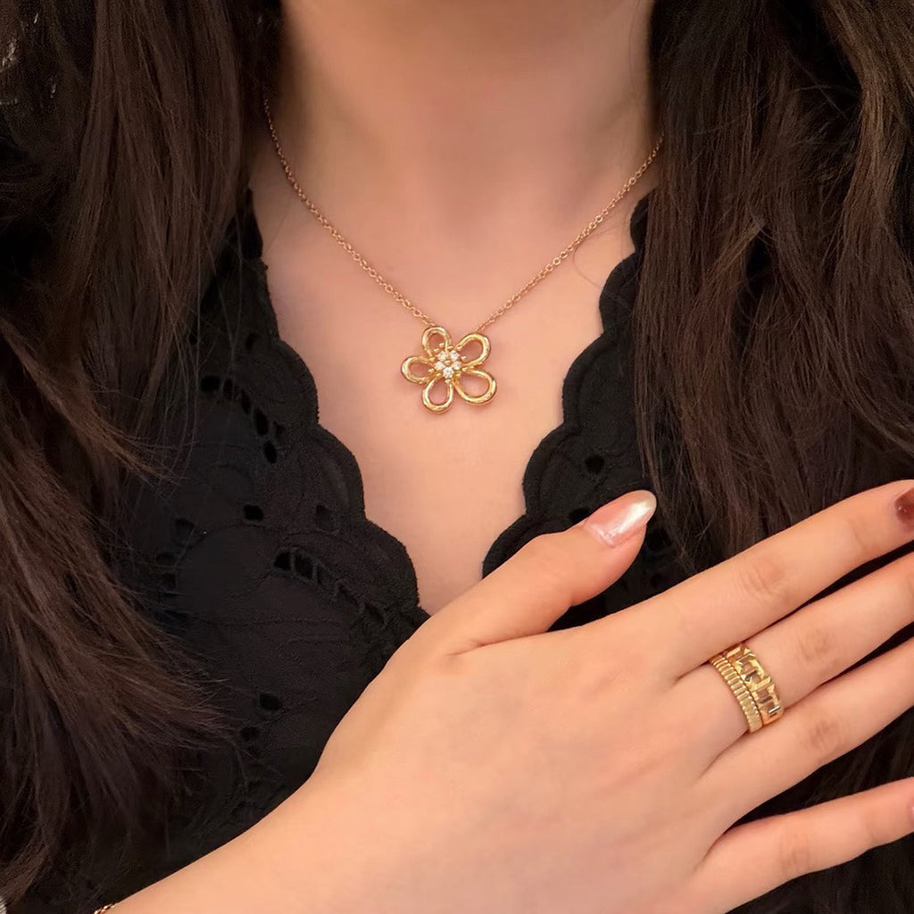 [Noble Aura jewelry]FLOWERLACE NECKLACE 5 DIAMONDS