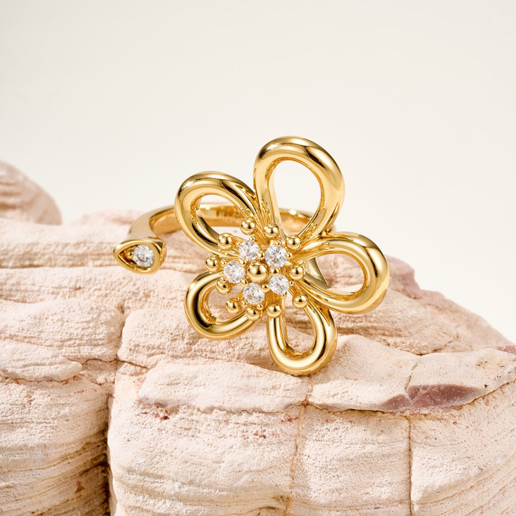 [Noble Aura jewelry]  FLOWERLACE OPEN RING 5 DIAMONDS