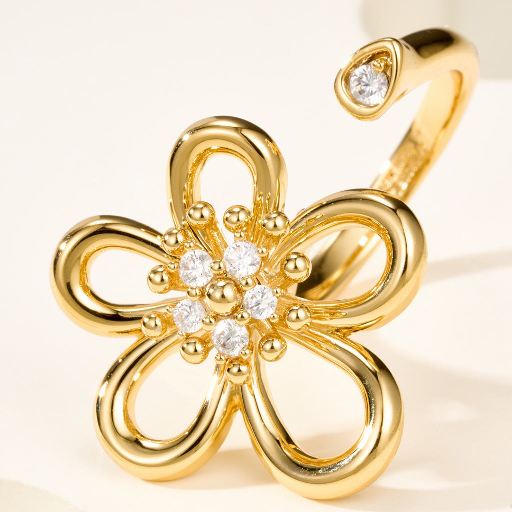 [Noble Aura jewelry]  FLOWERLACE OPEN RING 5 DIAMONDS