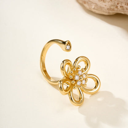 [Noble Aura jewelry]  FLOWERLACE OPEN RING 5 DIAMONDS