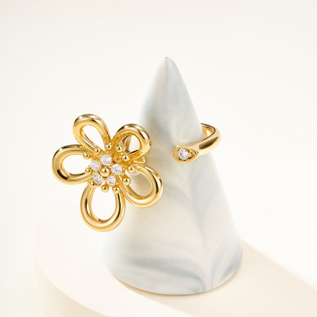 [Noble Aura jewelry]  FLOWERLACE OPEN RING 5 DIAMONDS