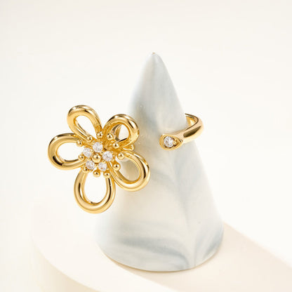 [Noble Aura jewelry]  FLOWERLACE OPEN RING 5 DIAMONDS