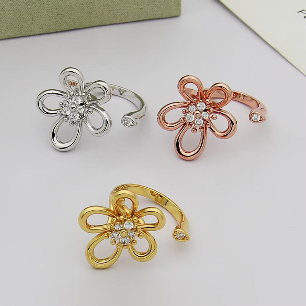 [Noble Aura jewelry]  FLOWERLACE OPEN RING 5 DIAMONDS