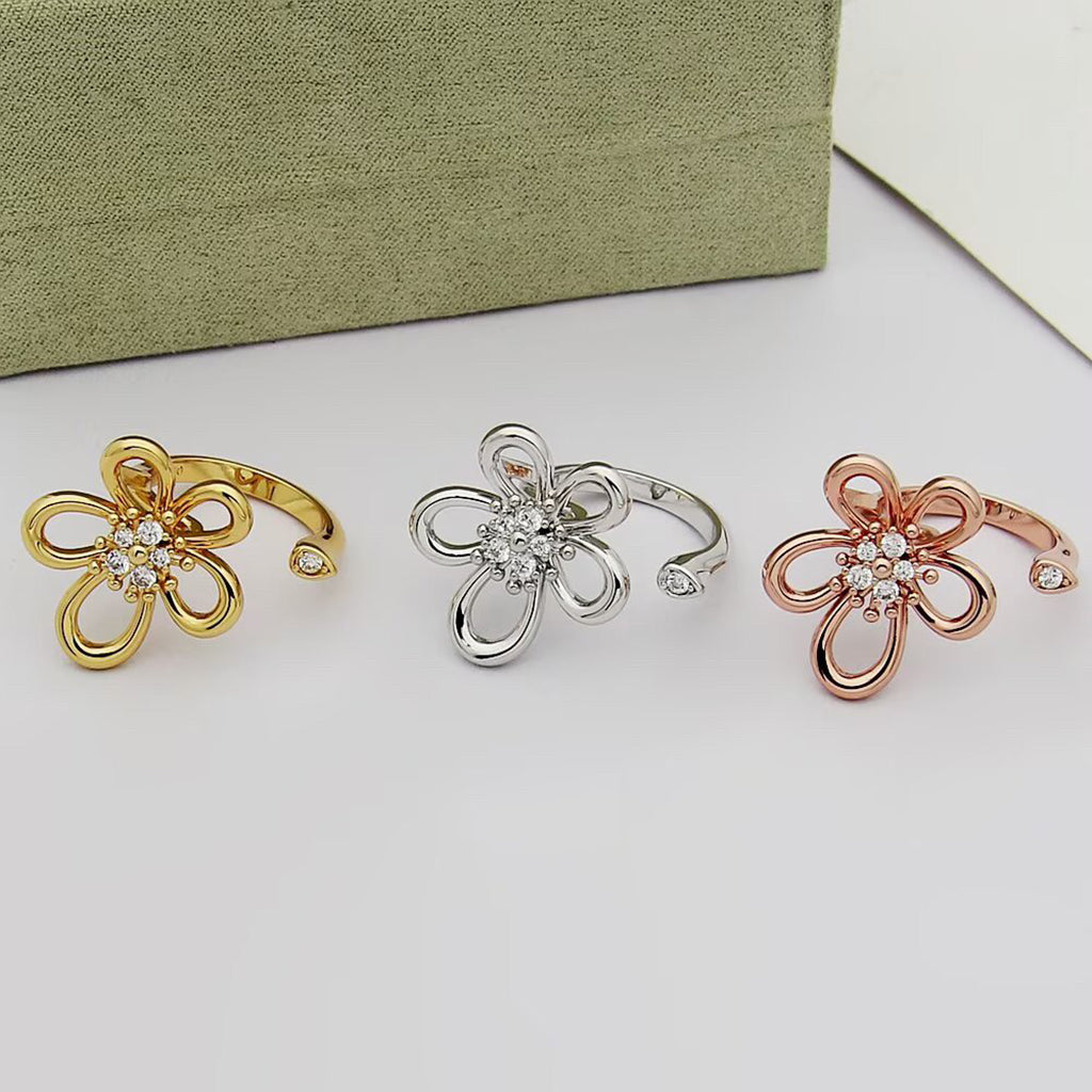 [Noble Aura jewelry]  FLOWERLACE OPEN RING 5 DIAMONDS