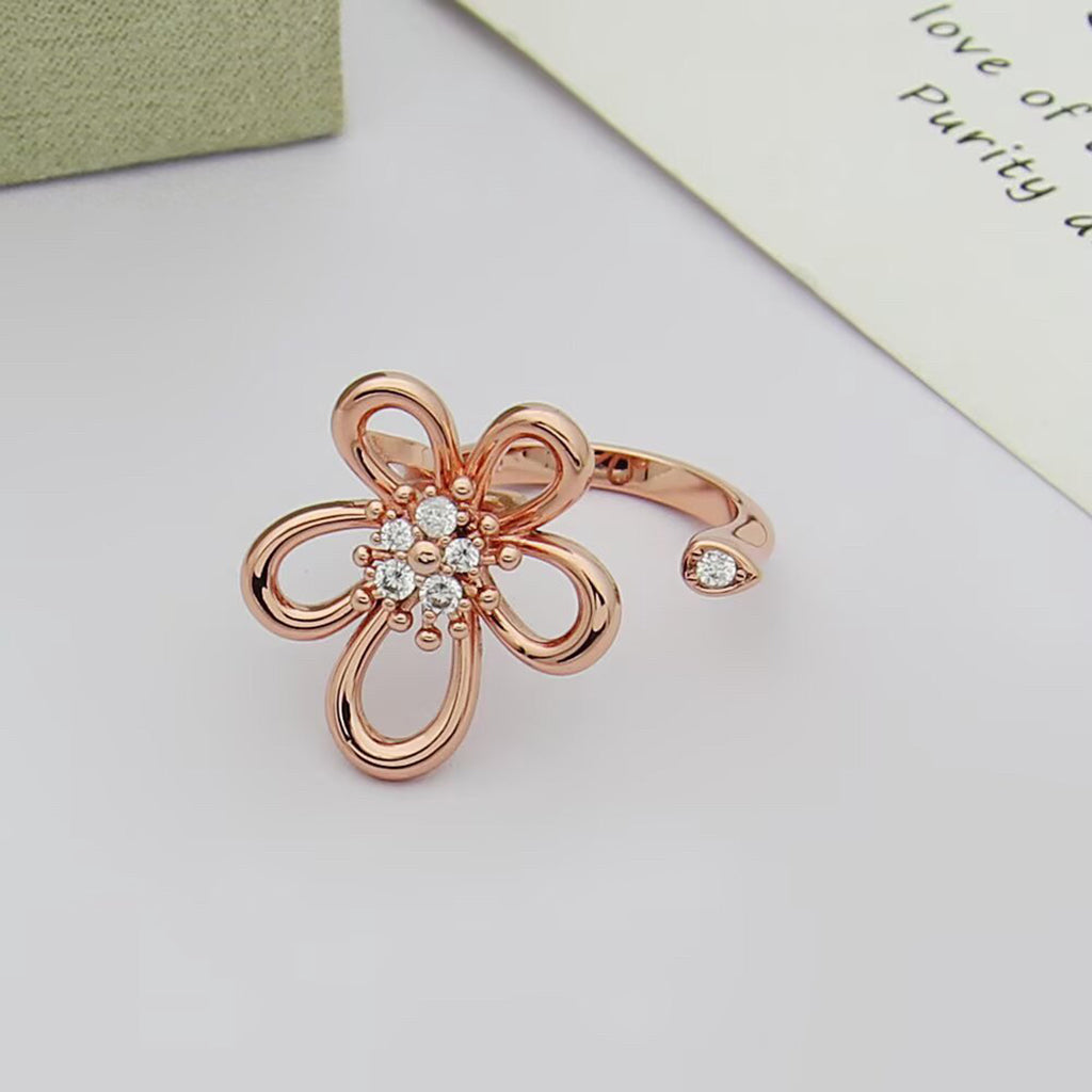 [Noble Aura jewelry]  FLOWERLACE OPEN RING 5 DIAMONDS