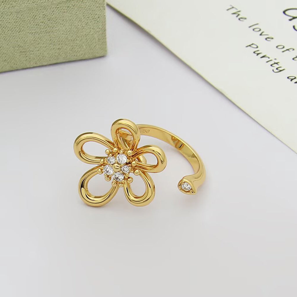 [Noble Aura jewelry]  FLOWERLACE OPEN RING 5 DIAMONDS