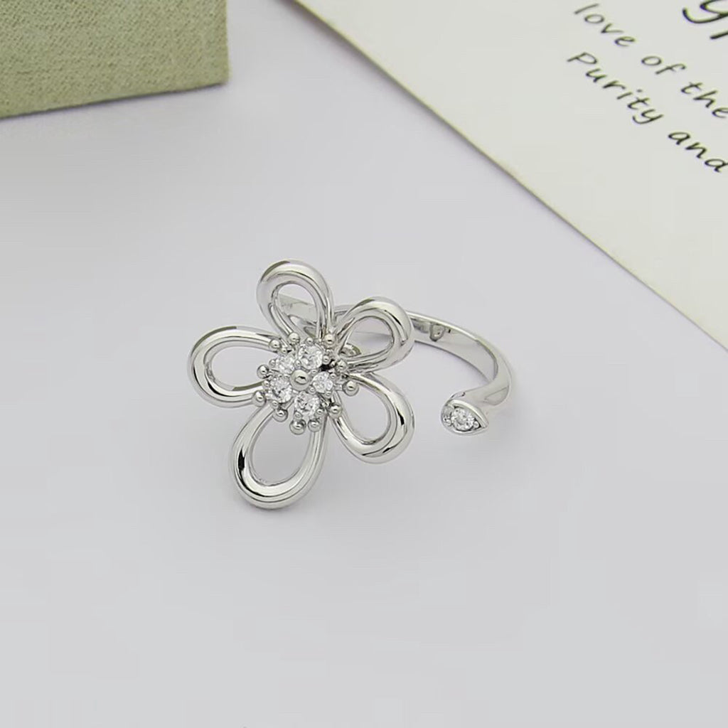 [Noble Aura jewelry]  FLOWERLACE OPEN RING 5 DIAMONDS