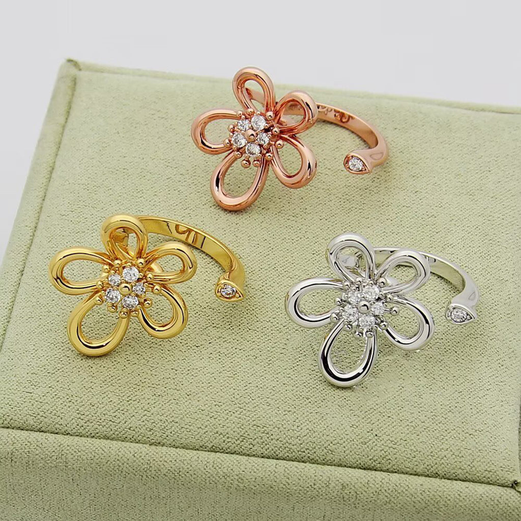 [Noble Aura jewelry]  FLOWERLACE OPEN RING 5 DIAMONDS