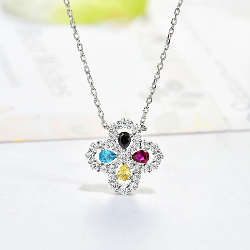 [Noble Aura jewelry]LOOP NECKLACE FULL MOTIF DIAMOND 16MM MULTIPLE COLORS