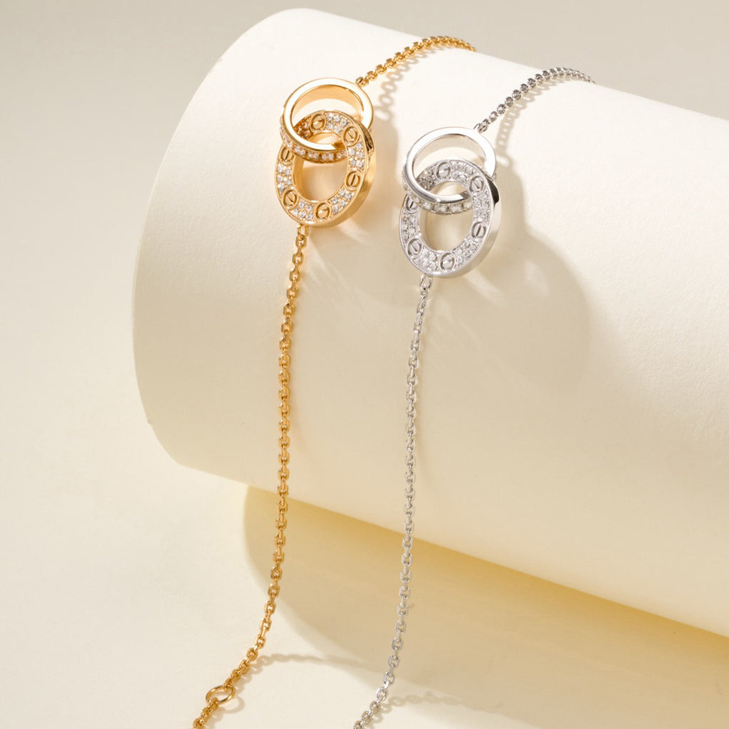 [Noble Aura jewelry]LOVE DOUBLE RING FULL DIAMOND BRACELET