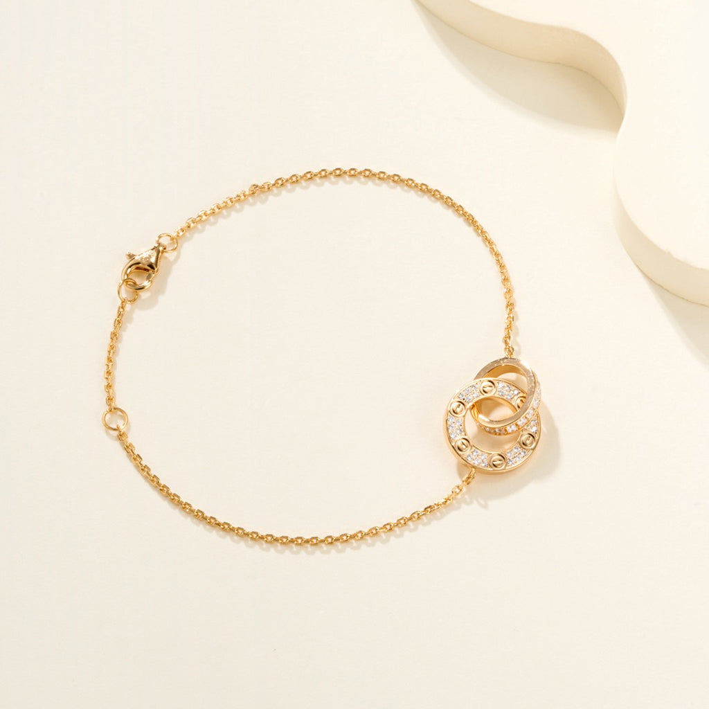 [Noble Aura jewelry]LOVE DOUBLE RING FULL DIAMOND BRACELET