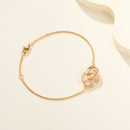 [Noble Aura jewelry]LOVE DOUBLE RING FULL DIAMOND BRACELET