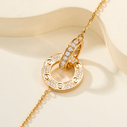 [Noble Aura jewelry]LOVE DOUBLE RING FULL DIAMOND BRACELET