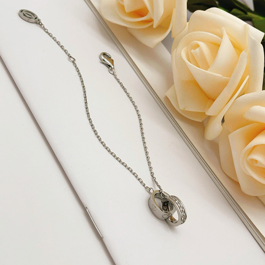 [Noble Aura jewelry]LOVE DOUBLE RING HALF DIAMOND BRACELET