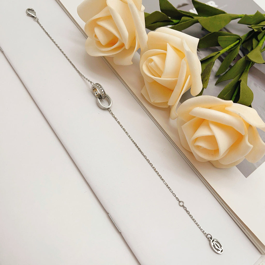 [Noble Aura jewelry]LOVE DOUBLE RING HALF DIAMOND BRACELET