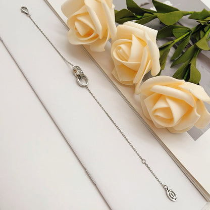 [Noble Aura jewelry]LOVE DOUBLE RING HALF DIAMOND BRACELET