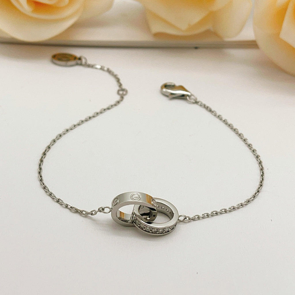 [Noble Aura jewelry]LOVE DOUBLE RING HALF DIAMOND BRACELET