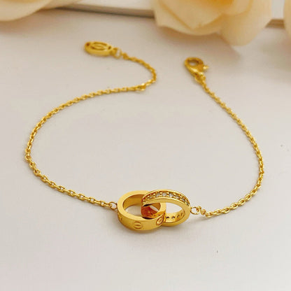 [Noble Aura jewelry]LOVE DOUBLE RING HALF DIAMOND BRACELET