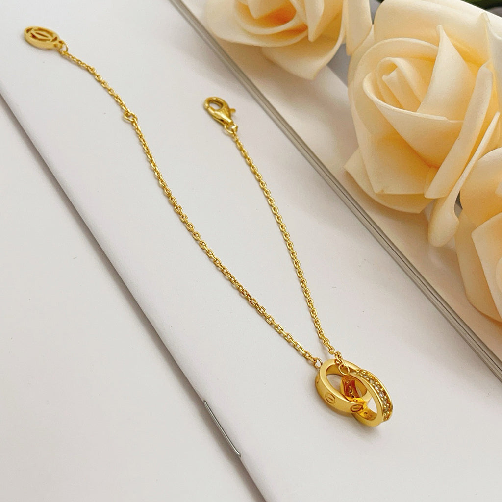 [Noble Aura jewelry]LOVE DOUBLE RING HALF DIAMOND BRACELET