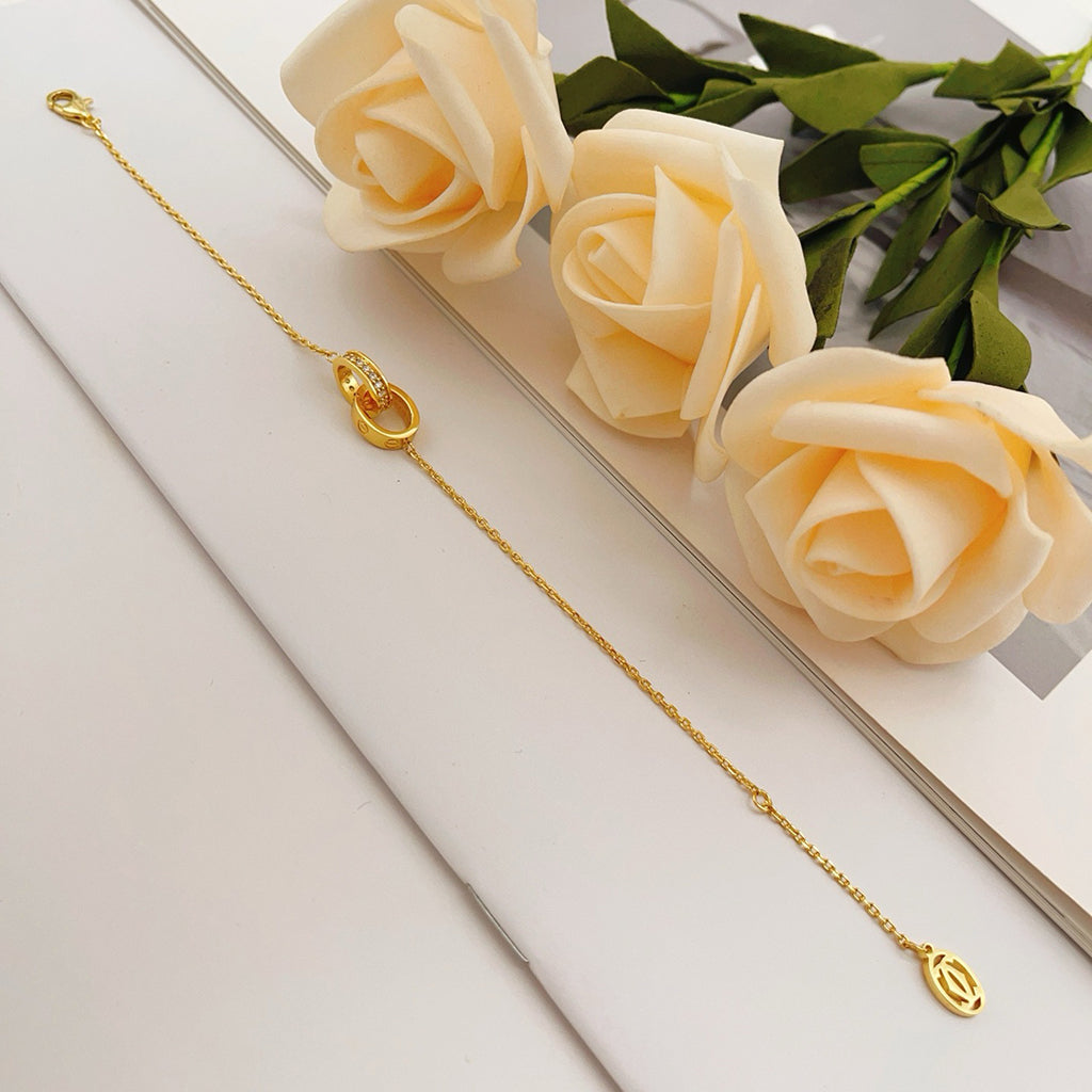 [Noble Aura jewelry]LOVE DOUBLE RING HALF DIAMOND BRACELET