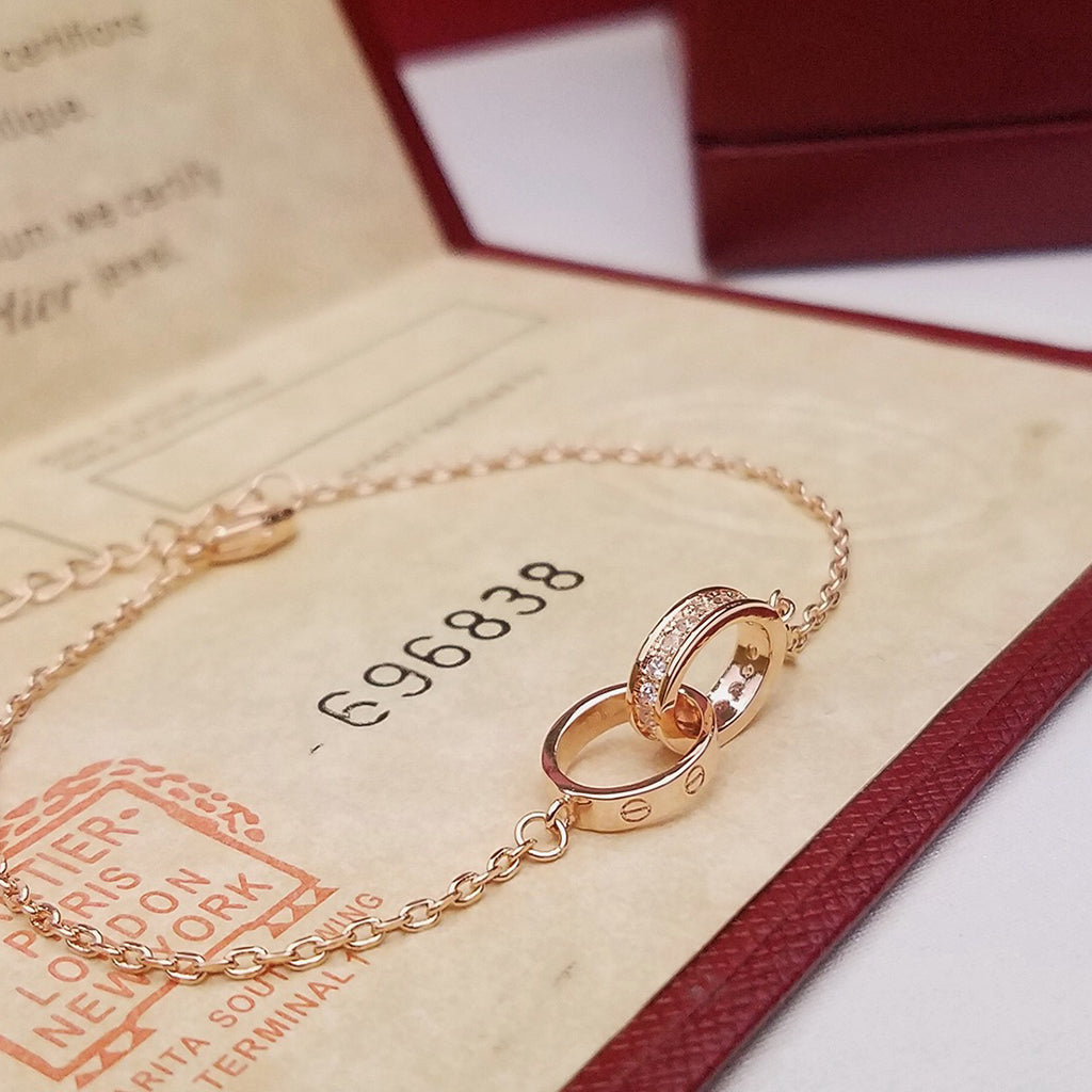 [Noble Aura jewelry]LOVE DOUBLE RING HALF DIAMOND BRACELET