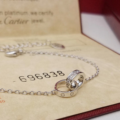 [Noble Aura jewelry]LOVE DOUBLE RING HALF DIAMOND BRACELET