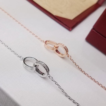 [Noble Aura jewelry]LOVE DOUBLE RING HALF DIAMOND BRACELET