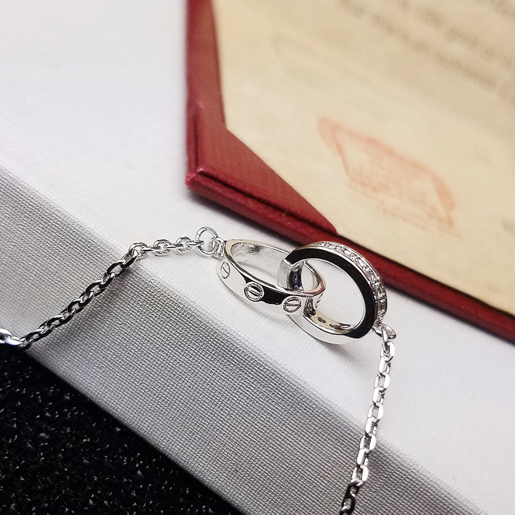 [Noble Aura jewelry]LOVE DOUBLE RING HALF DIAMOND BRACELET