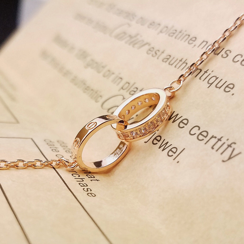 [Noble Aura jewelry]LOVE DOUBLE RING HALF DIAMOND BRACELET