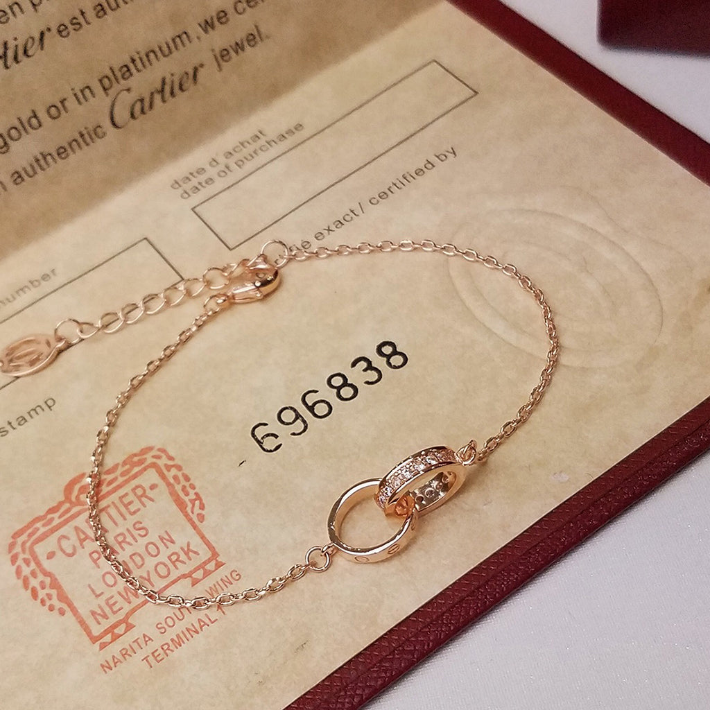 [Noble Aura jewelry]LOVE DOUBLE RING HALF DIAMOND BRACELET