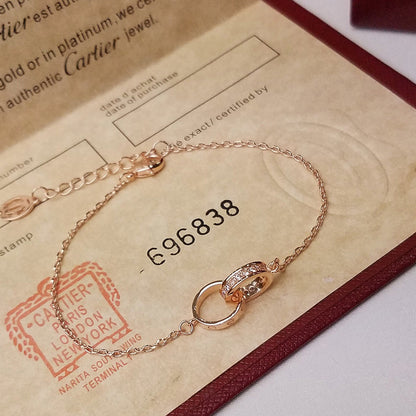 [Noble Aura jewelry]LOVE DOUBLE RING HALF DIAMOND BRACELET