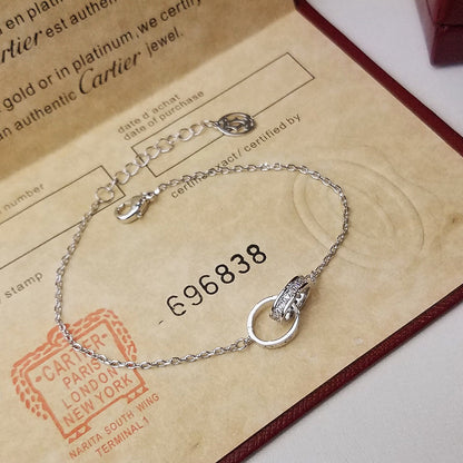 [Noble Aura jewelry]LOVE DOUBLE RING HALF DIAMOND BRACELET