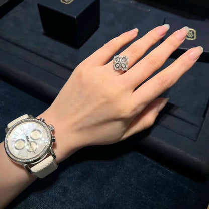 [Noble Aura jewelry]LOOP RING FULL MOTIF DIAMOND 16MM SILVE