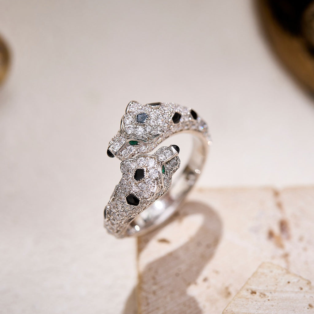 [Noble Aura jewelry]PANTHERE DOUBLE HEADED FULL DIAMOND  RING