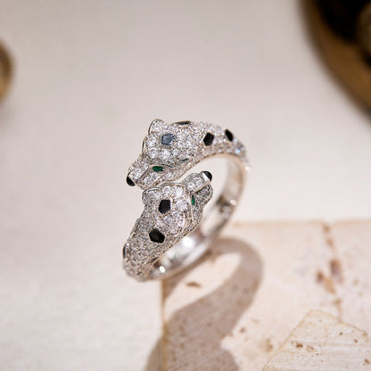 [Noble Aura jewelry]PANTHERE DOUBLE HEADED FULL DIAMOND  RING