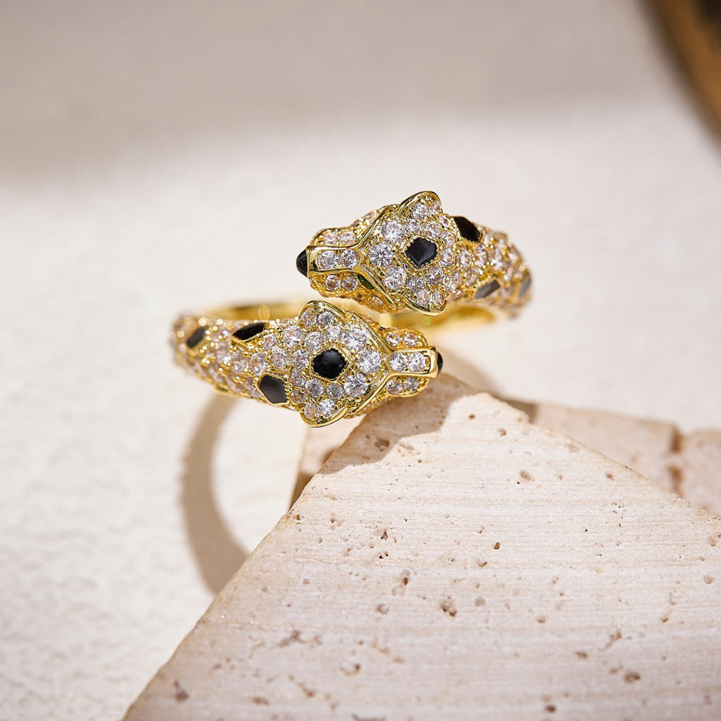 [Noble Aura jewelry]PANTHERE DOUBLE HEADED FULL DIAMOND  RING