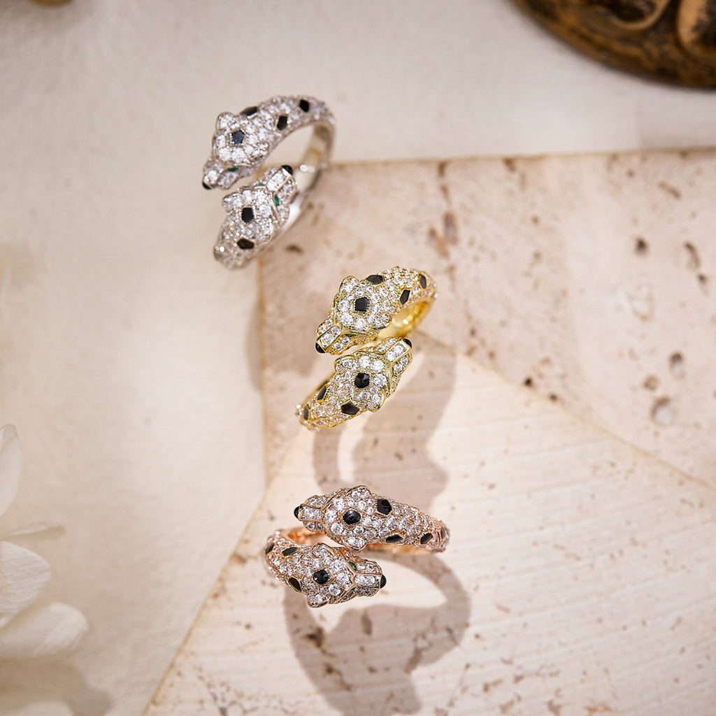 [Noble Aura jewelry]PANTHERE DOUBLE HEADED FULL DIAMOND  RING