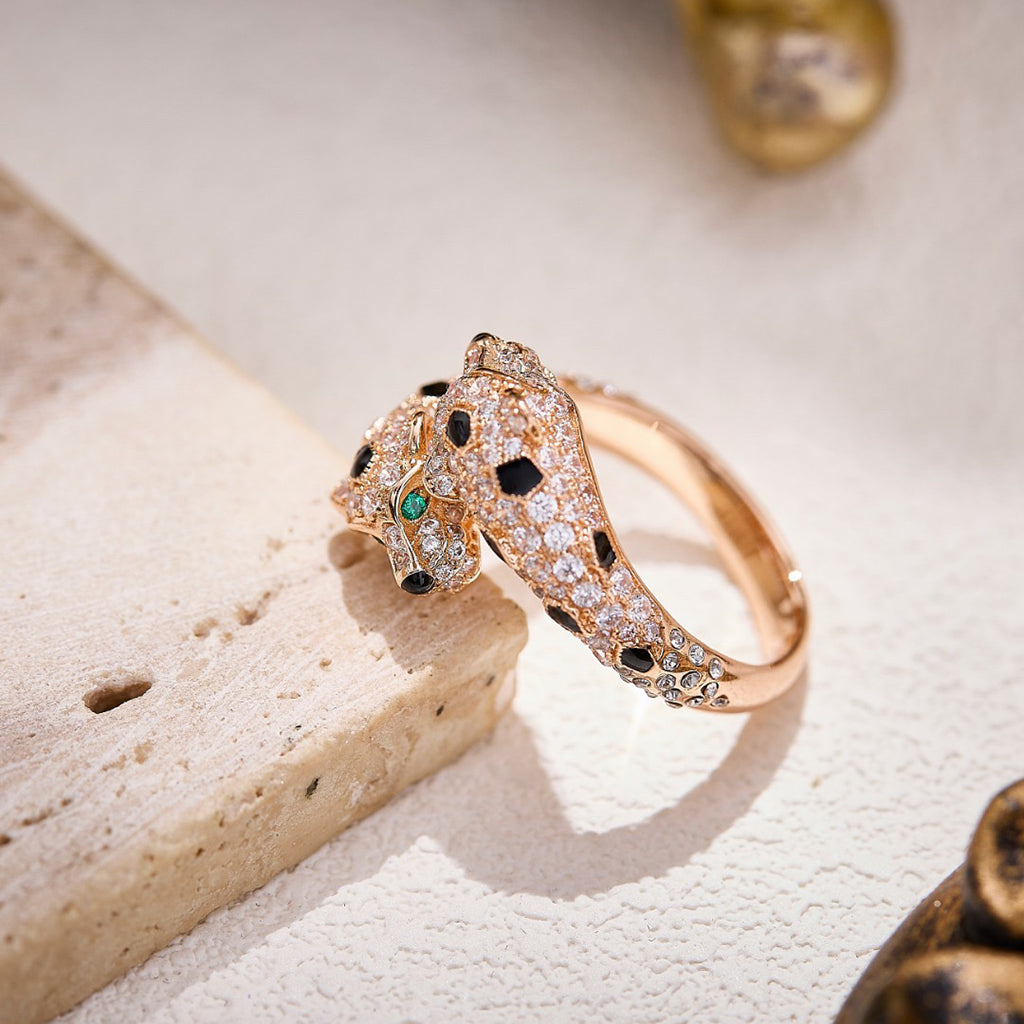 [Noble Aura jewelry]PANTHERE DOUBLE HEADED FULL DIAMOND  RING