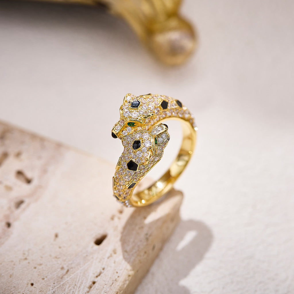 [Noble Aura jewelry]PANTHERE DOUBLE HEADED FULL DIAMOND  RING