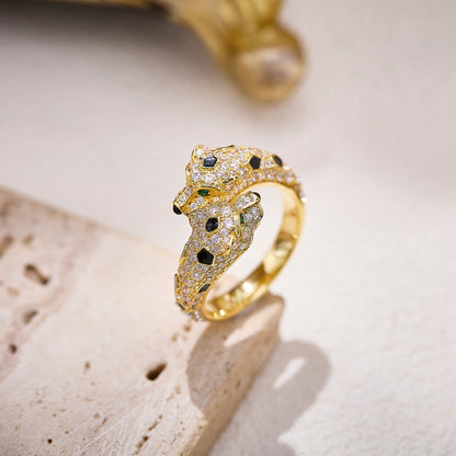 [Noble Aura jewelry]PANTHERE DOUBLE HEADED FULL DIAMOND  RING