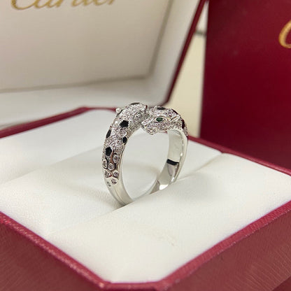 [Noble Aura jewelry]PANTHERE DOUBLE HEADED FULL DIAMOND  RING