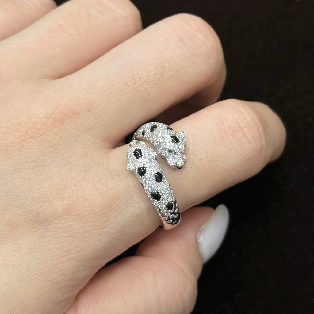 [Noble Aura jewelry]PANTHERE DOUBLE HEADED FULL DIAMOND  RING