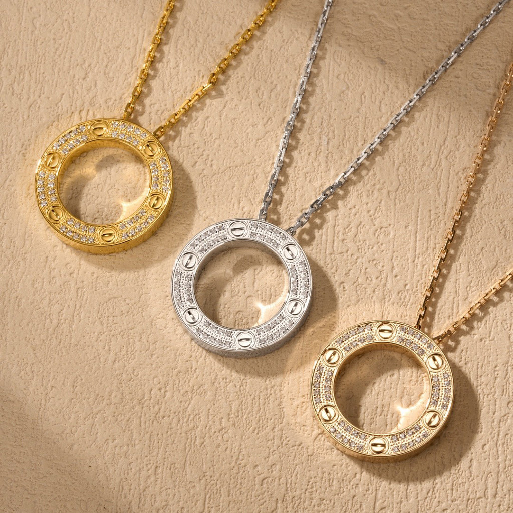 [Noble Aura jewelry]LOVE NECKLACE 16MM  FULL DIAMOND