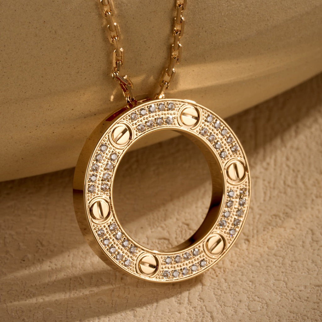 [Noble Aura jewelry]LOVE NECKLACE 16MM  FULL DIAMOND