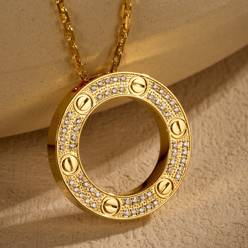 [Noble Aura jewelry]LOVE NECKLACE 16MM  FULL DIAMOND