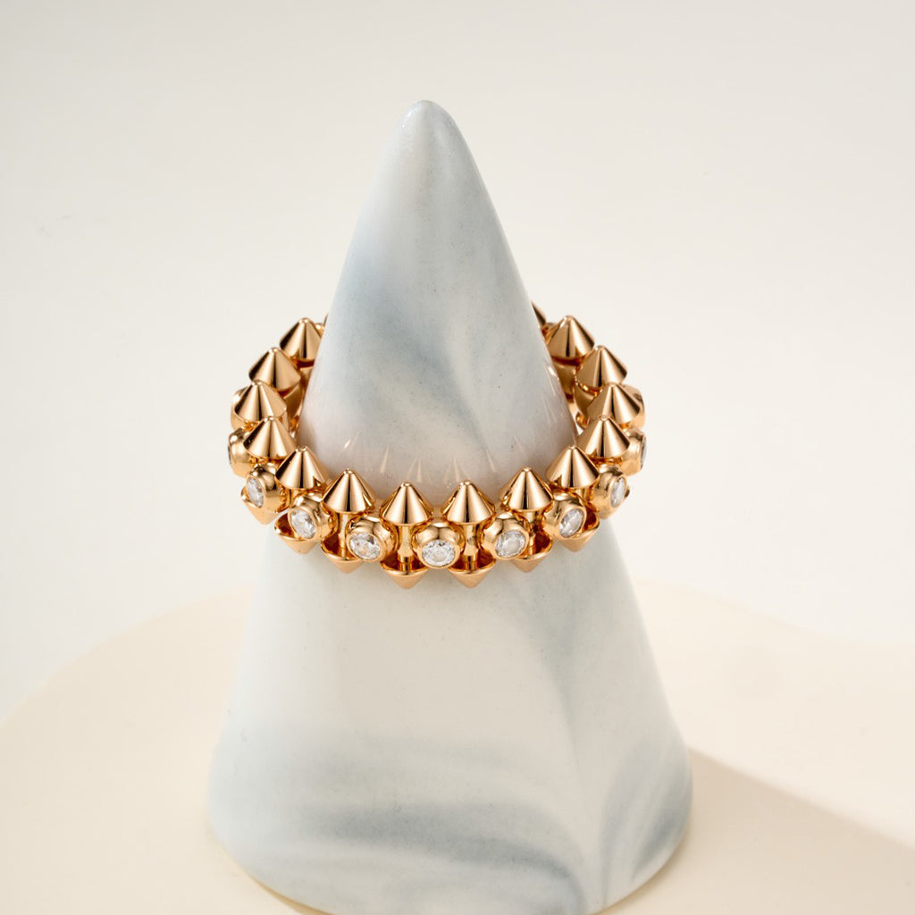 [Noble Aura jewelry]CLASH 6.8MM DIAMOND MEDIUM RING