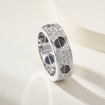 [Noble Aura jewelry]LOVE RING 5.5MM DIAMONDS PAVED CERAMIC